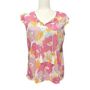 Tribal Jeans Womens Lollipop Pink Floral Tassel Knit Top Small NWT